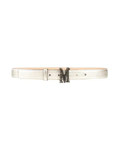 Moschino Couture Woman Belt Platinum Size 12 Leather In Metallic