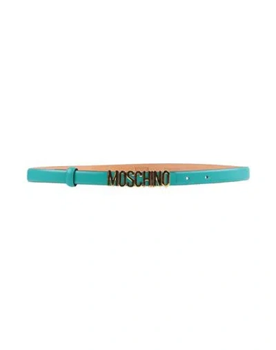 Moschino Couture Woman Belt Turquoise Size 8 Soft Leather In Blue