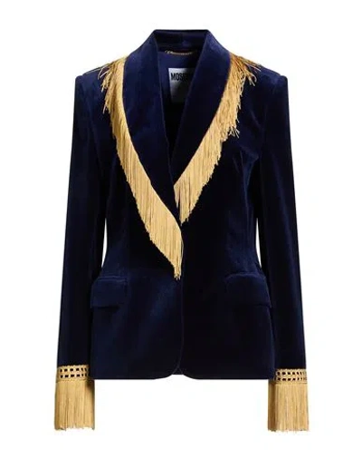 Moschino Couture Woman Blazer Midnight Blue Size 10 Cotton, Elastane