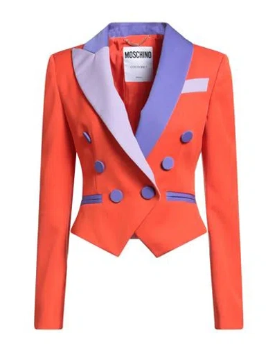 Moschino Couture Woman Blazer Orange Size 10 Virgin Wool In Multi