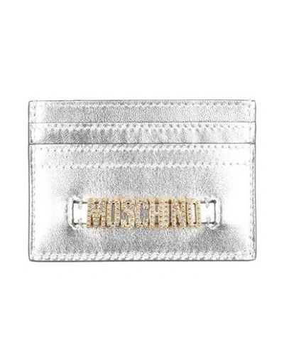 Moschino Couture Woman Cardholder Silver Size - Leather In Metallic