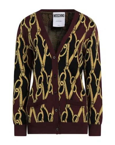 Moschino Couture Woman Cardigan Chocolate Brown Size 10 Virgin Wool