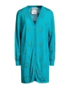 Moschino Couture Woman Cardigan Deep Teal Size 8 Virgin Wool, Viscose, Polyamide, Elastane In Blue