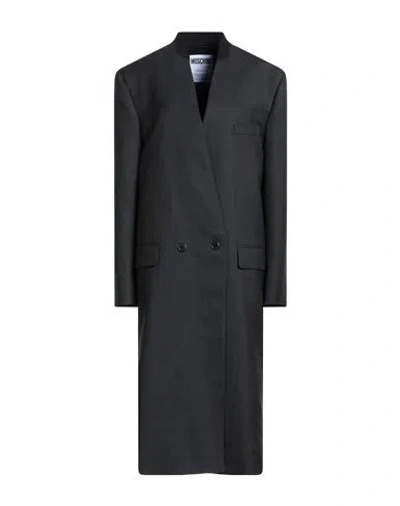 MOSCHINO MOSCHINO COUTURE WOMAN COAT CHARCOAL SIZE 8 VIRGIN WOOL
