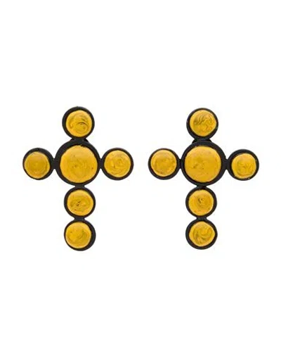 Moschino Couture Woman Earrings Marigold Size - Metal In Yellow
