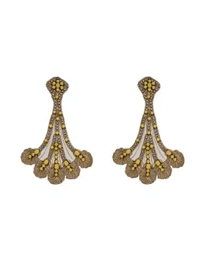 Moschino Couture Woman Earrings Yellow Size - Textile Fibers, Metal