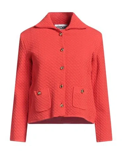 Moschino Couture Woman Jacket Tomato Red Size 6 Polyamide, Elastane