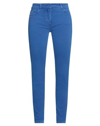 Moschino Couture Woman Jeans Bright Blue Size 8 Cotton, Elastane