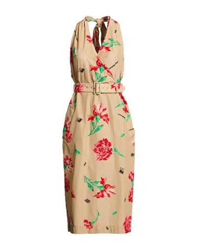 Moschino Couture Woman Midi Dress Beige Size 6 Cupro, Cotton In Brown