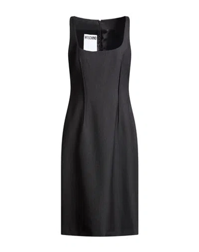 Moschino Couture Woman Midi Dress Charcoal Size 12 Virgin Wool In Black