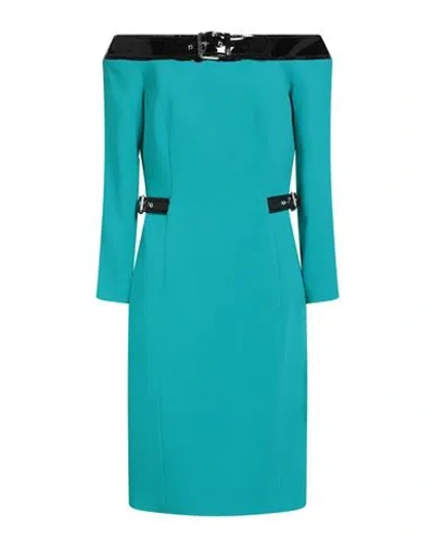 Moschino Couture Woman Midi Dress Turquoise Size 10 Viscose, Elastane, Polyurethane Resin In Blue