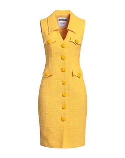Moschino Couture Woman Midi Dress Yellow Size 6 Cotton, Polyamide