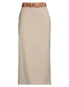 Moschino Couture Woman Midi Skirt Beige Size 8 Virgin Wool In Brown