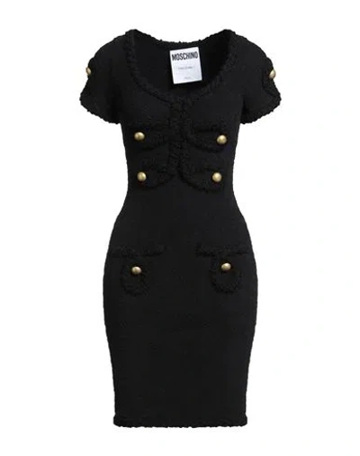 Moschino Couture Woman Mini Dress Black Size 12 Cotton, Polyamide, Elastane, Virgin Wool