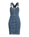 Moschino Fitted Denim Midi Dress With Gold-tone Buttons In Blue