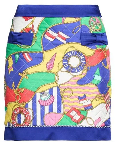 Moschino Couture Woman Mini Skirt Blue Size 6 Silk
