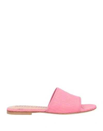 Moschino Couture Woman Sandals Pink Size 7 Textile Fibers, Leather