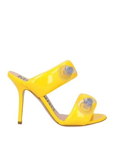 Moschino Couture Woman Sandals Yellow Size 6 Polyurethane, Polyester