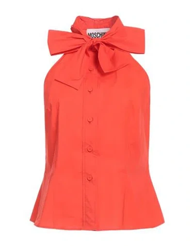 Moschino Couture Woman Shirt Coral Size 8 Cotton, Elastane In Red