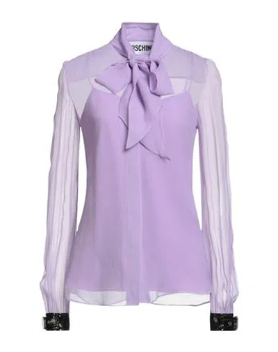 Moschino Couture Woman Shirt Lilac Size 14 Acetate, Elastane, Silk In Purple