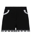 Moschino High-waist Lace-trim Buttoned Shorts In Black