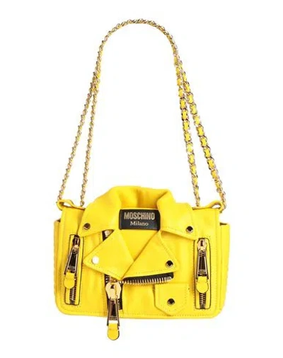 Moschino Couture Woman Shoulder Bag Yellow Size - Soft Leather