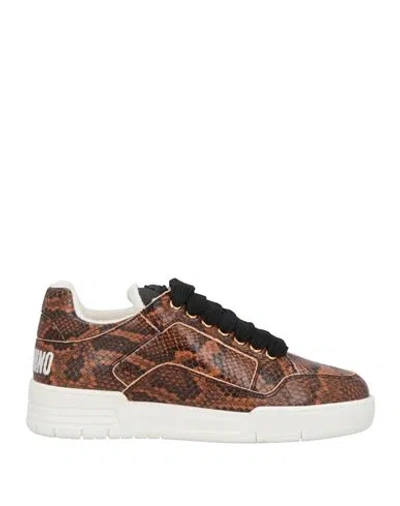 Moschino Couture Woman Sneakers Brown Size 8 Leather