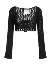 Moschino Couture Woman Wrap Cardigans Black Size 6 Cotton, Viscose, Polyamide In Black