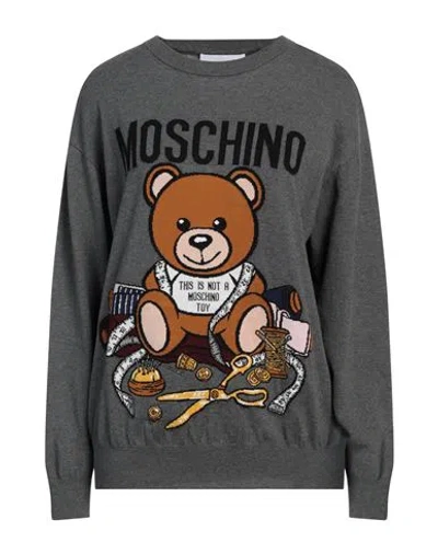 Moschino Couture Woman Sweater Lead Size M Cotton In Grey