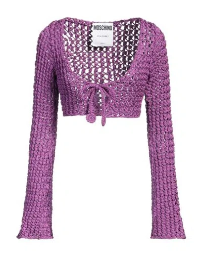 Moschino Couture Woman Sweater Mauve Size 8 Cotton, Viscose, Polyamide In Purple