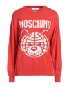 Moschino Intarsia-knit Cotton Sweater In Tomato Red