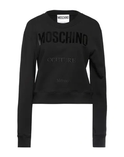 Moschino Woman Sweatshirt Black Size 6 Organic Cotton