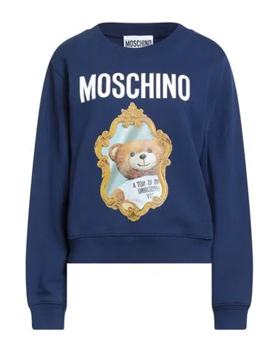 Moschino Couture Woman Sweatshirt Blue Size 10 Organic Cotton
