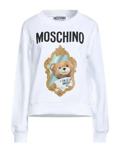 MOSCHINO MOSCHINO COUTURE WOMAN SWEATSHIRT WHITE SIZE 14 ORGANIC COTTON