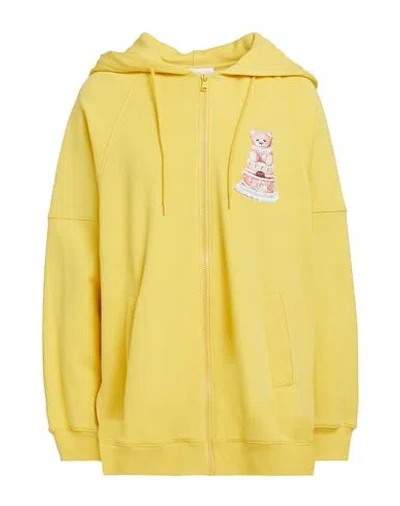 Moschino Couture Woman Sweatshirt Yellow Size 6 Cotton, Polyamide