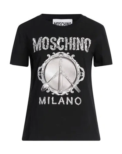 Moschino Couture Woman T-shirt Black Size 14 Cotton