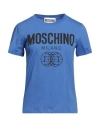 Moschino Woman T-shirt Blue Size 4 Cotton In Blue