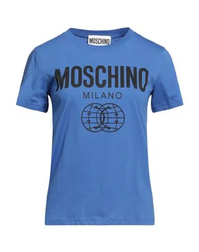 Moschino Woman T-shirt Blue Size 4 Cotton