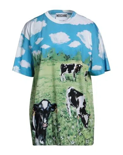 Moschino Woman T-shirt Sky Blue Size Xs Cotton