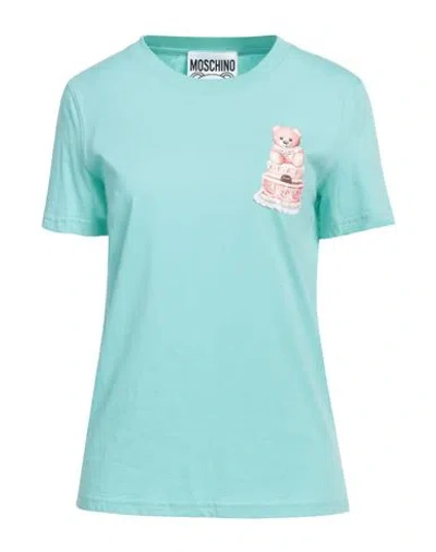 Moschino Couture Woman T-shirt Turquoise Size 8 Cotton In Blue