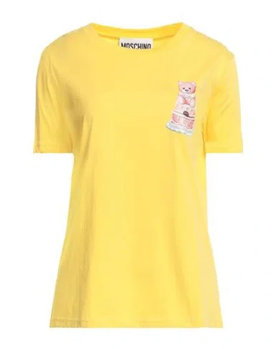 Moschino Woman T-shirt Yellow Size 10 Cotton