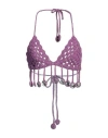 Moschino Crystal-embellished Crochet Bikini Top In Purple