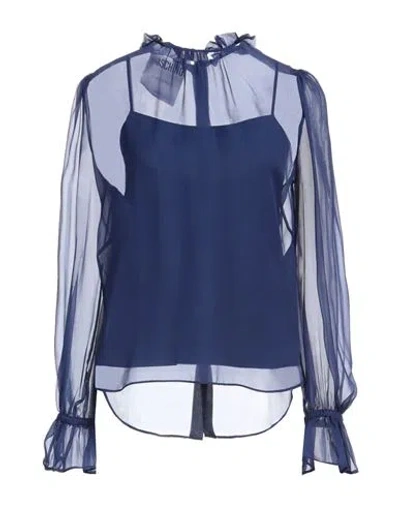 Moschino Couture Woman Top Navy Size 14 Silk In Navy