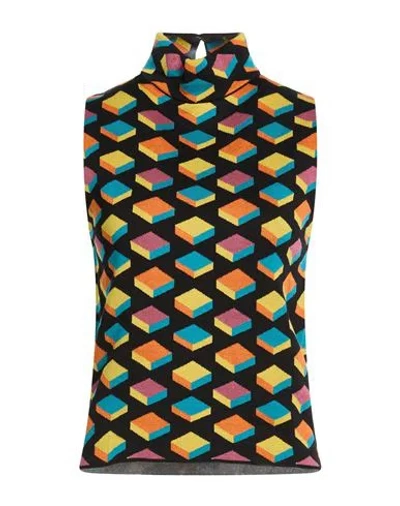 Moschino Couture Woman Turtleneck Black Size 6 Cotton, Viscose, Polyester In Multi
