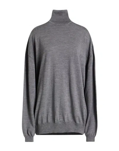 Moschino Couture Woman Turtleneck Grey Size 8 Virgin Wool In Gray