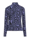 Moschino Ladies Moire-effect Funnel-neck Jumper In Blue