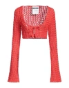 Moschino Couture Woman Wrap Cardigans Tomato Red Size 10 Cotton, Viscose, Polyamide