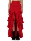 Moschino Asymmetric Skirt With Ruffles In Red