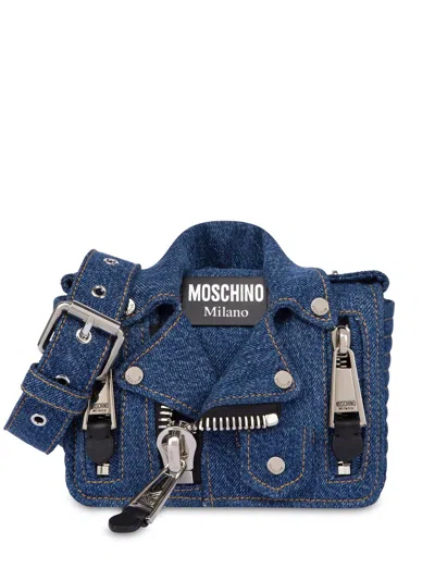 Moschino Women's  Jacket-style Denim Shoulder Bag In Blue