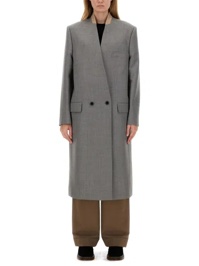 Moschino Tailored Grey Wool Coat In Gray